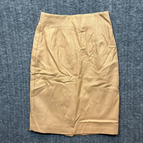 Vintage Lined 100% Wool Beige Tan Pencil Skirt Size 10 Office Career Work Slit - Picture 10 of 15
